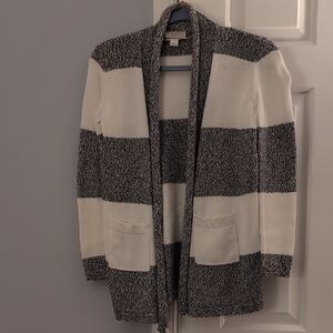 LOFT Navy and White Striped Cardigan